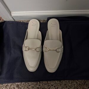 A New Day Beige Slip-On Mules with Gold Detail